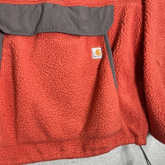 Carhartt Jacket Womens XS Orange Relaxed Fleece Pullover Sherpa 1/4 Snap Outdoor - Picture 3 of 9